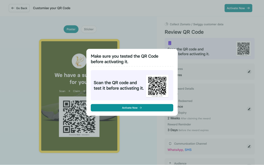 Restaurant QR activate